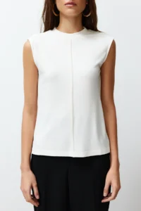 TRENDYOLMİLLA Ecru Viscous/Soft Material Fitted/Flexible Knitting Blouse - Image 4