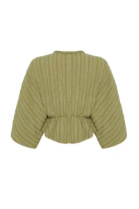 TRENDYOLMİLLA Oil Green textured Material with flywheel Weaving Blouse - Image 8