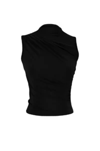 TRENDYOLMİLLA Black Zero Sleeve Shirred Flexible Knitting Blouse - Image 9