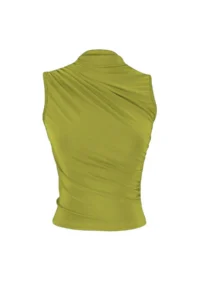 TRENDYOLMİLLA Apple Green Zero Sleeve Shirred Fitted Flexible Knitting Blouse - Image 6