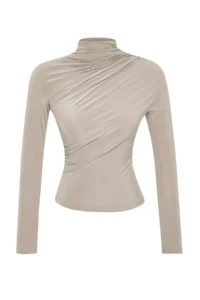 TRENDYOLMİLLA Stone Shirred Square Neck Body-fitting Flexible Knitting Blouse - Image 10