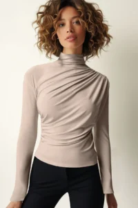 TRENDYOLMİLLA Stone Shirred Square Neck Body-fitting Flexible Knitting Blouse - Image 8