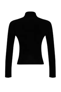 TRENDYOLMİLLA Black Shirred Square Neck Fitted Flexible Knitting Blouse - Image 8