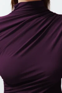 TRENDYOLMİLLA Plum Shirred Square Neck Body-fitting Flexible Knitting Blouse - Image 5