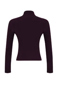 TRENDYOLMİLLA Plum Shirred Square Neck Body-fitting Flexible Knitting Blouse - Image 8