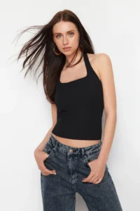 TRENDYOLMİLLA Black Fitted Flexible Knitting Blouse