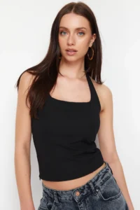 TRENDYOLMİLLA Black Fitted Flexible Knitting Blouse - Image 2
