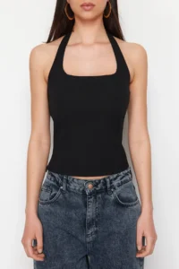 TRENDYOLMİLLA Black Fitted Flexible Knitting Blouse - Image 4