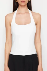 TRENDYOLMİLLA White Fitted Flexible Knitting Blouse - Image 4