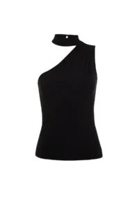 TRENDYOLMİLLA Black Choker Collar Fitted Flexible Knitting Blouse - Image 7