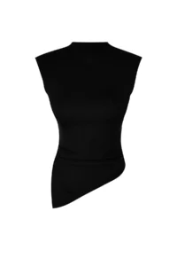TRENDYOLMİLLA Black Dog collar Drape Detailed Fitted Asymmetric Knitting Blouse - Image 7