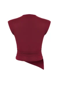 TRENDYOLMİLLA Burgundy Dog collar Drape Detailed Fitted Asymmetric Knitting Blouse - Image 8