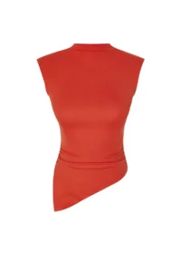TRENDYOLMİLLA Rejection Dog collar Drape Detailed Fitted Asymmetric Knitting Blouse - Image 7