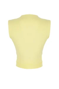 TRENDYOLMİLLA Light Yellow Dog collar Drape Detailed Fitted Asymmetric Knitting Blouse - Image 6