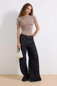 TRENDYOLMİLLA Mink Button Detailed Ribbed Fitted Flexible Knitting Blouse