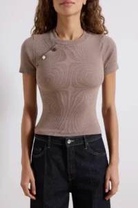 TRENDYOLMİLLA Mink Button Detailed Ribbed Fitted Flexible Knitting Blouse - Image 3