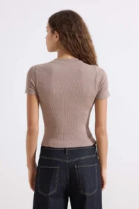 TRENDYOLMİLLA Mink Button Detailed Ribbed Fitted Flexible Knitting Blouse - Image 4