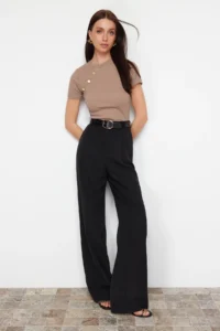 TRENDYOLMİLLA Mink Button Detailed Ribbed Fitted Flexible Knitting Blouse - Image 7