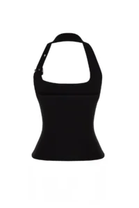 TRENDYOLMİLLA Black Barbell Neck Belt Detailed Fitted Knitting Blouse - Image 8