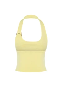 TRENDYOLMİLLA Light Yellow Barbell Neck Belt Detailed Fitted Knitting Blouse - Image 7