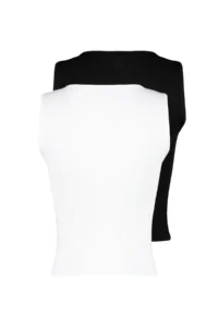 TRENDYOLMİLLA Black-White 2 Sets Package Fitted Ribbed Flexible Knitting Blouse - Image 8