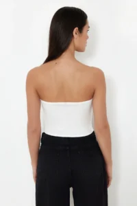 TRENDYOLMİLLA Black-Ecru 2 Sets Paket Fitted Crop Flexible Knitting Blouse - Image 5
