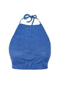 TRENDYOLMİLLA Indigo textured Crop Barbell Neck Flexible Knitting Blouse - Image 6