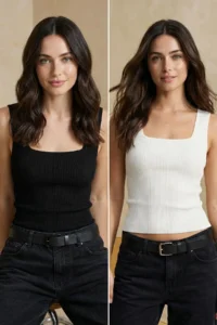 TRENDYOLMİLLA Black-Ecru Basic 2 Sets Paket Top Thin Blouse