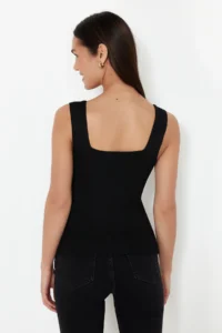 TRENDYOLMİLLA Black-Ecru Basic 2 Sets Paket Top Thin Blouse - Image 8