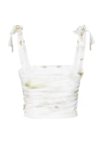 TRENDYOLMİLLA Green Abstract Binding Detailed Square Neck Fitted Crop Flexible Knitting Blouse - Image 7