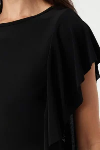 TRENDYOLMİLLA Black Sleeves Ruffle Detailed Crew Neck Flexible Knitting Blouse - Image 4