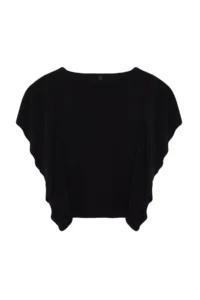 TRENDYOLMİLLA Black Sleeves Ruffle Detailed Crew Neck Flexible Knitting Blouse - Image 6