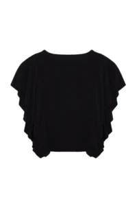 TRENDYOLMİLLA Black Sleeves Ruffle Detailed Crew Neck Flexible Knitting Blouse - Image 7