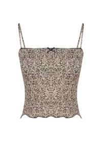 TRENDYOLMİLLA Brown Leopard Printed Sleeveless Crop Super Flexible Knitting Blouse - Image 7