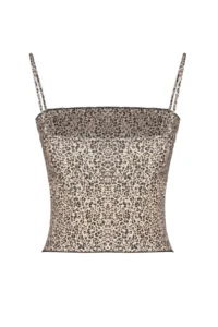 TRENDYOLMİLLA Brown Leopard Printed Sleeveless Crop Super Flexible Knitting Blouse - Image 8