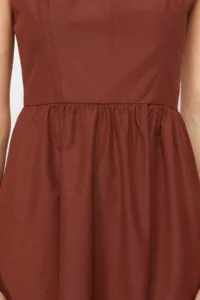 TRENDYOLMİLLA Brown Waist Midi Corset Stitching Detailed Midi Weaving Dress - Image 5