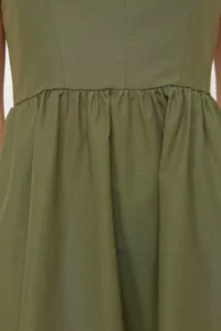 TRENDYOLMİLLA Khaki Waist Midi Corset Stitching Detailed Midi Weaving Dress - Image 5