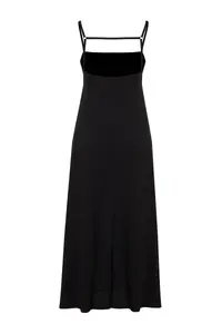 TRENDYOLMİLLA Black Adjustable Sleeveless A-line Crepe/textured Knitting Maxi Dress - Image 8