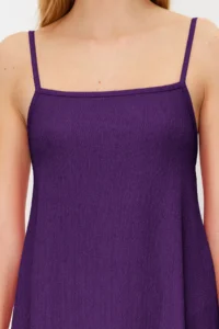 TRENDYOLMİLLA Purple Adjustable Sleeveless Square Neck A-line Crepe/textured Knitting Maxi Dress - Image 4