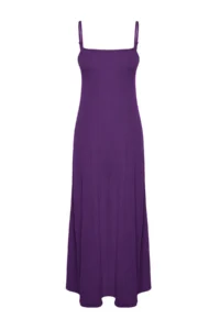 TRENDYOLMİLLA Purple Adjustable Sleeveless Square Neck A-line Crepe/textured Knitting Maxi Dress - Image 6