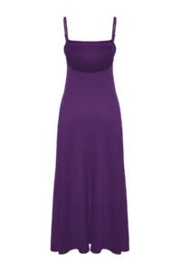 TRENDYOLMİLLA Purple Adjustable Sleeveless Square Neck A-line Crepe/textured Knitting Maxi Dress - Image 8