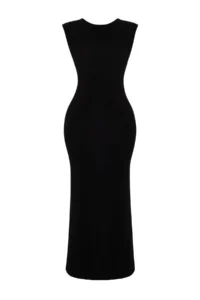 TRENDYOLMİLLA Black Low-cut back Fitted Maxi Flexible Knitting Maxi Pen Dress - Image 6