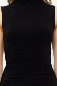 TRENDYOLMİLLA Black Zero Sleeve Draped bodycone/Fitting Flexible Knitting Maxi Pen Dress - Image 4
