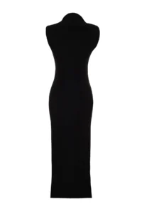 TRENDYOLMİLLA Black Zero Sleeve Draped bodycone/Fitting Flexible Knitting Maxi Pen Dress - Image 8