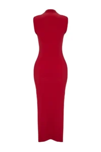 TRENDYOLMİLLA Rejection Plain Shirred Maxi Zero Sleeve Draped bodycone/Fitting Flexible Knitting Dress - Image 7