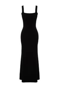 TRENDYOLMİLLA Black Thick Sleeveless Fitted Flexible Knitting Maxi Pen Dress - Image 7