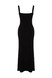 TRENDYOLMİLLA Black Thick Sleeveless Fitted Flexible Knitting Maxi Pen Dress - Image 8