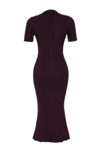 TRENDYOLMİLLA Plum Maxi Polo Shirt Collar Dress - Image 8