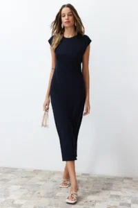 TRENDYOLMİLLA Navy Blue Maxi Knitwear Premium Kalite Dress