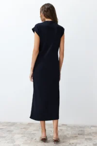 TRENDYOLMİLLA Navy Blue Maxi Knitwear Premium Kalite Dress - Image 6